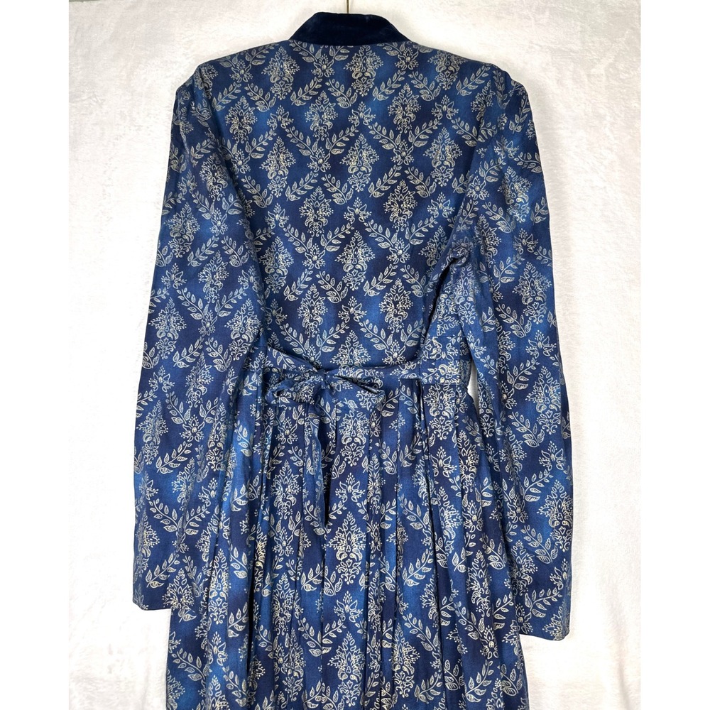 Vintage Karin Stevens Midi Dress 12 Blue Prairie Cottagecore Dark Academia Boho - Picture 5 of 11